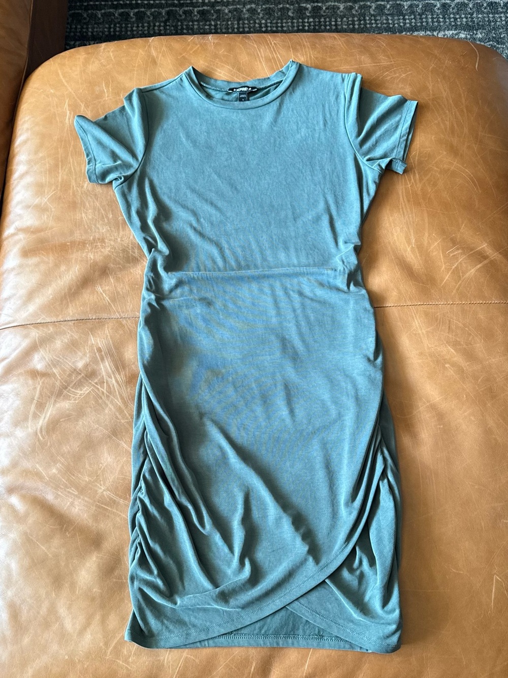 Express Silky Sueded Ruched T-Shirt Dress